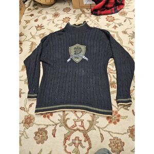 Pelle Pelle Logo Spell Out Vintage Knit Sweater Black Mens Extra Large